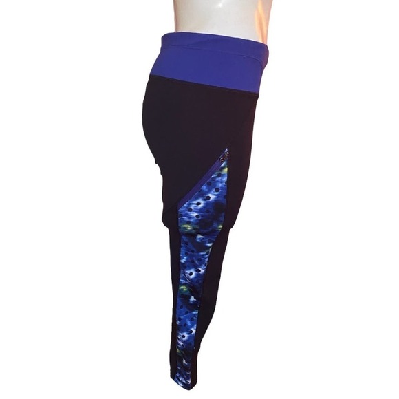 Lululemon Rain-On Train-On Women's Black Blue Full Length Leggings Size 8 - Picture 3 of 13